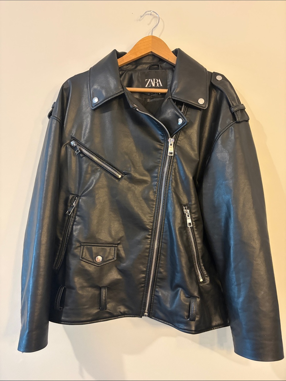 Zara Black Faux Leather Moto Jacket